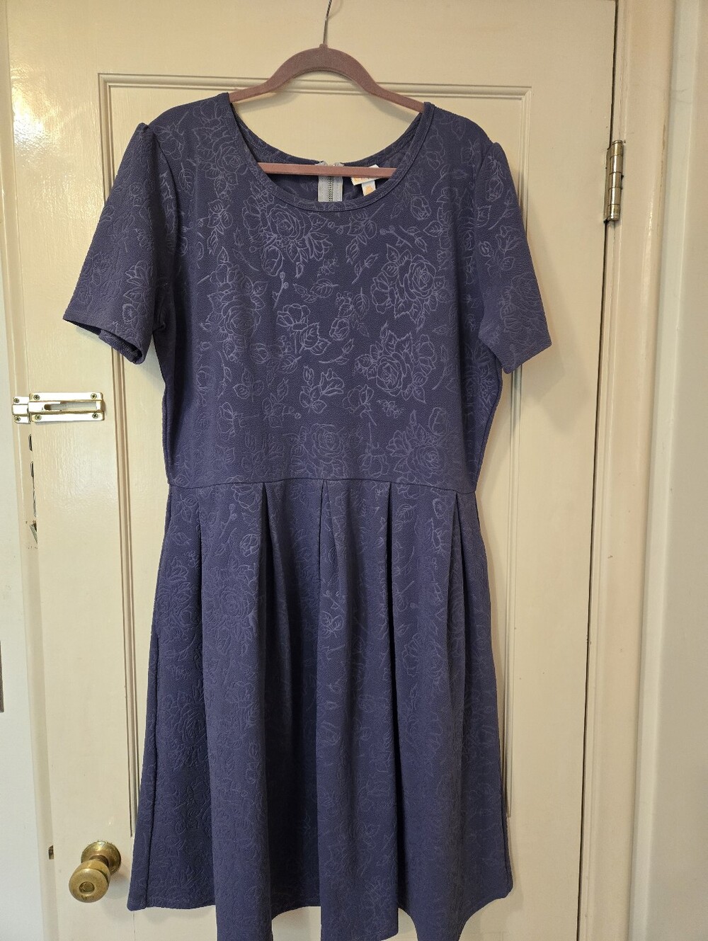 Lularoe Amelia 3x Purple Floral Embossed Fit-and-Flare Dress
